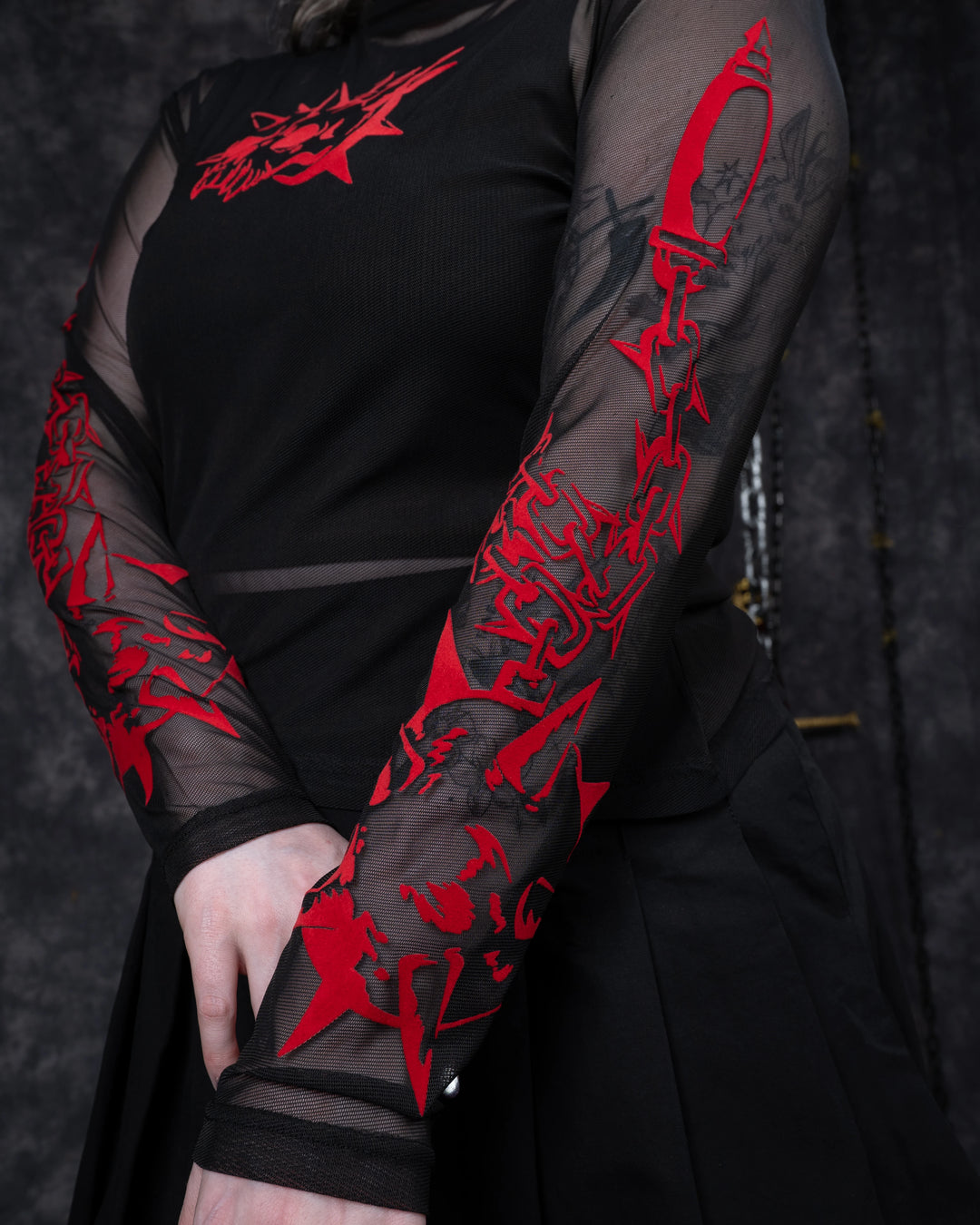 Skull Flail Mesh Top