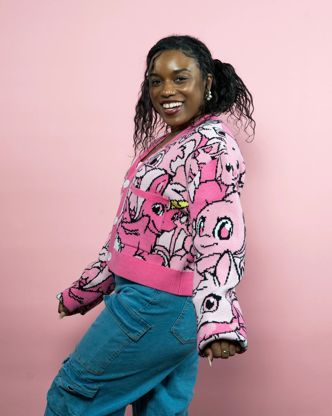 Pink Neopian Cropped Cardigan