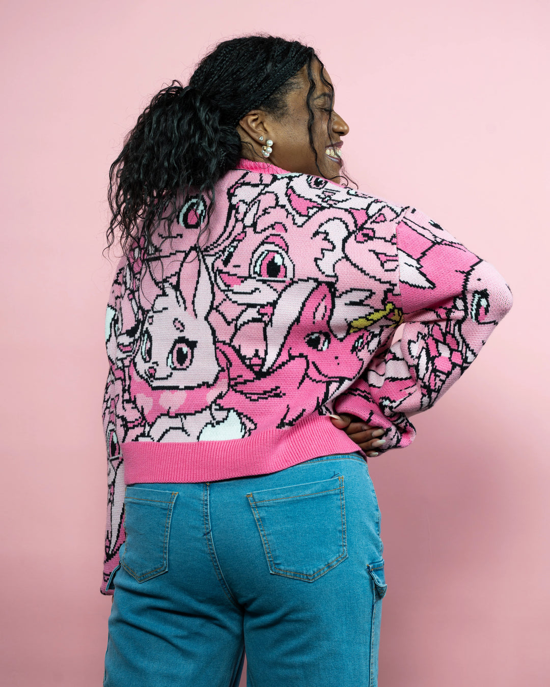 Pink Neopian Cropped Cardigan