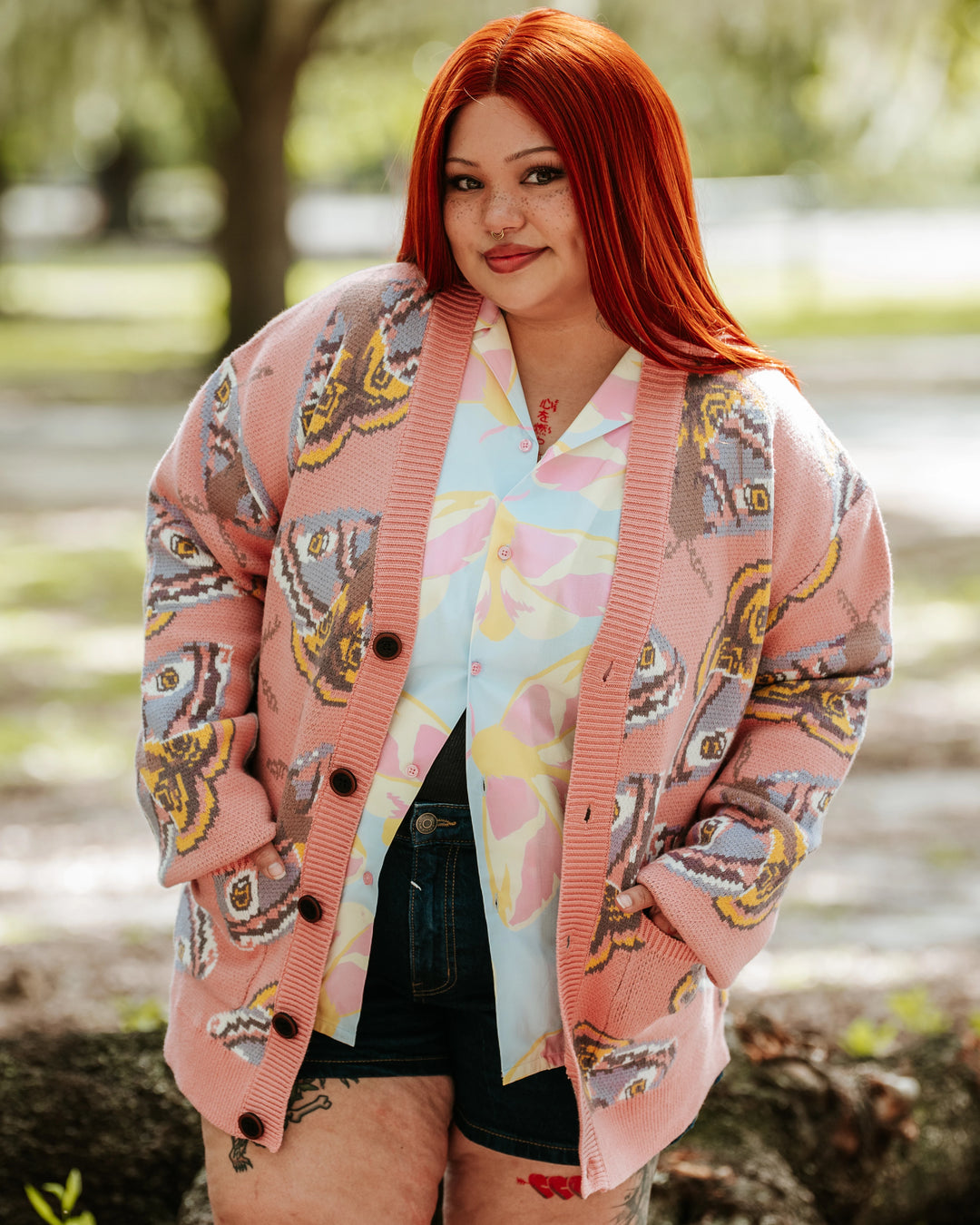 Pink Emperor Moth Cardigan