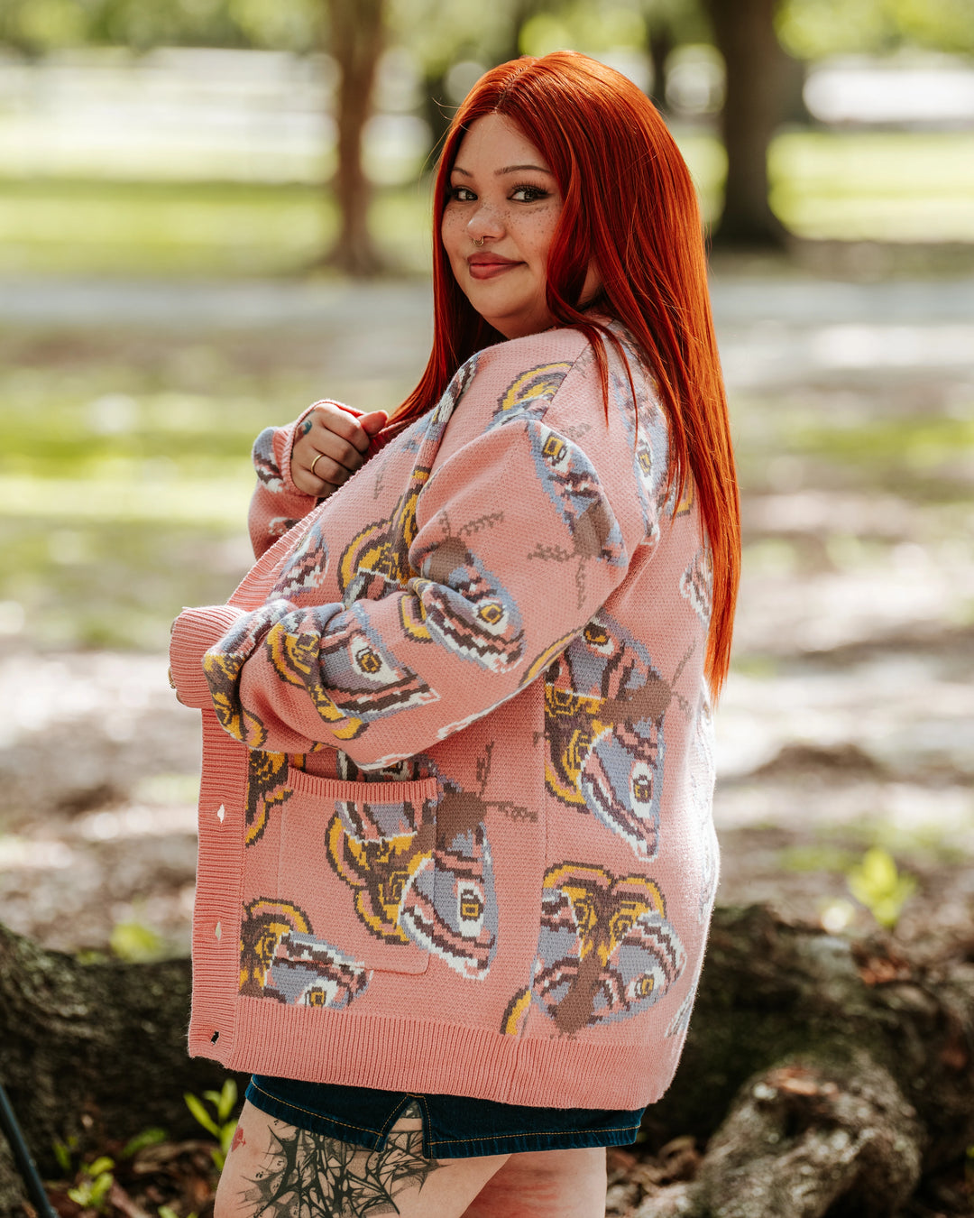 Pink Emperor Moth Cardigan