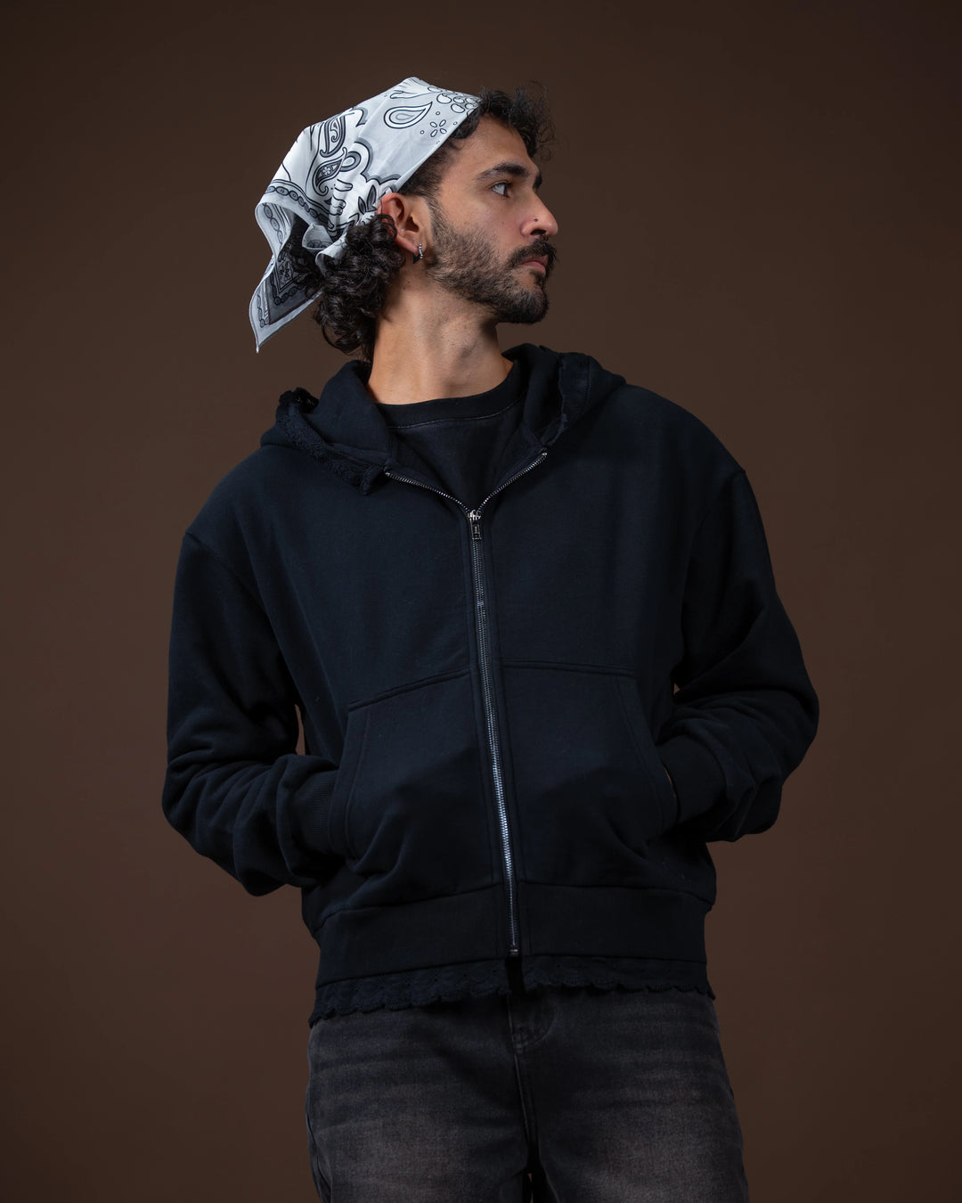 Basics Lace Zip Up Hoodie