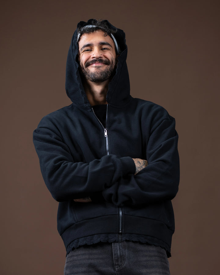Basics Lace Zip Up Hoodie