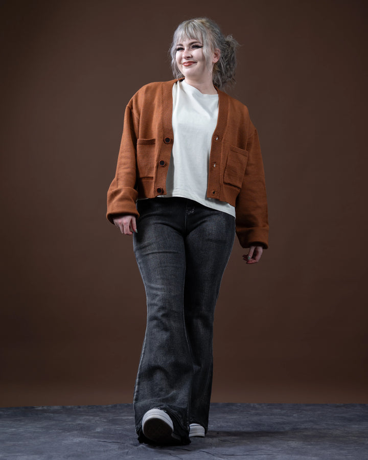 Cropped Brown Envy Cardigan