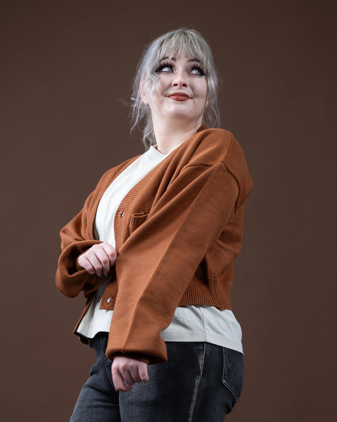 Cropped Brown Envy Cardigan