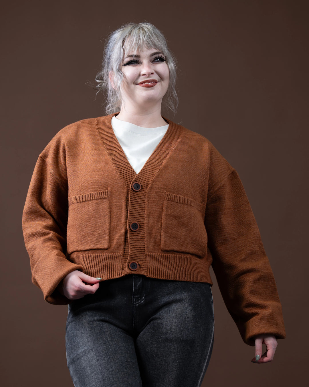 Cropped Brown Envy Cardigan