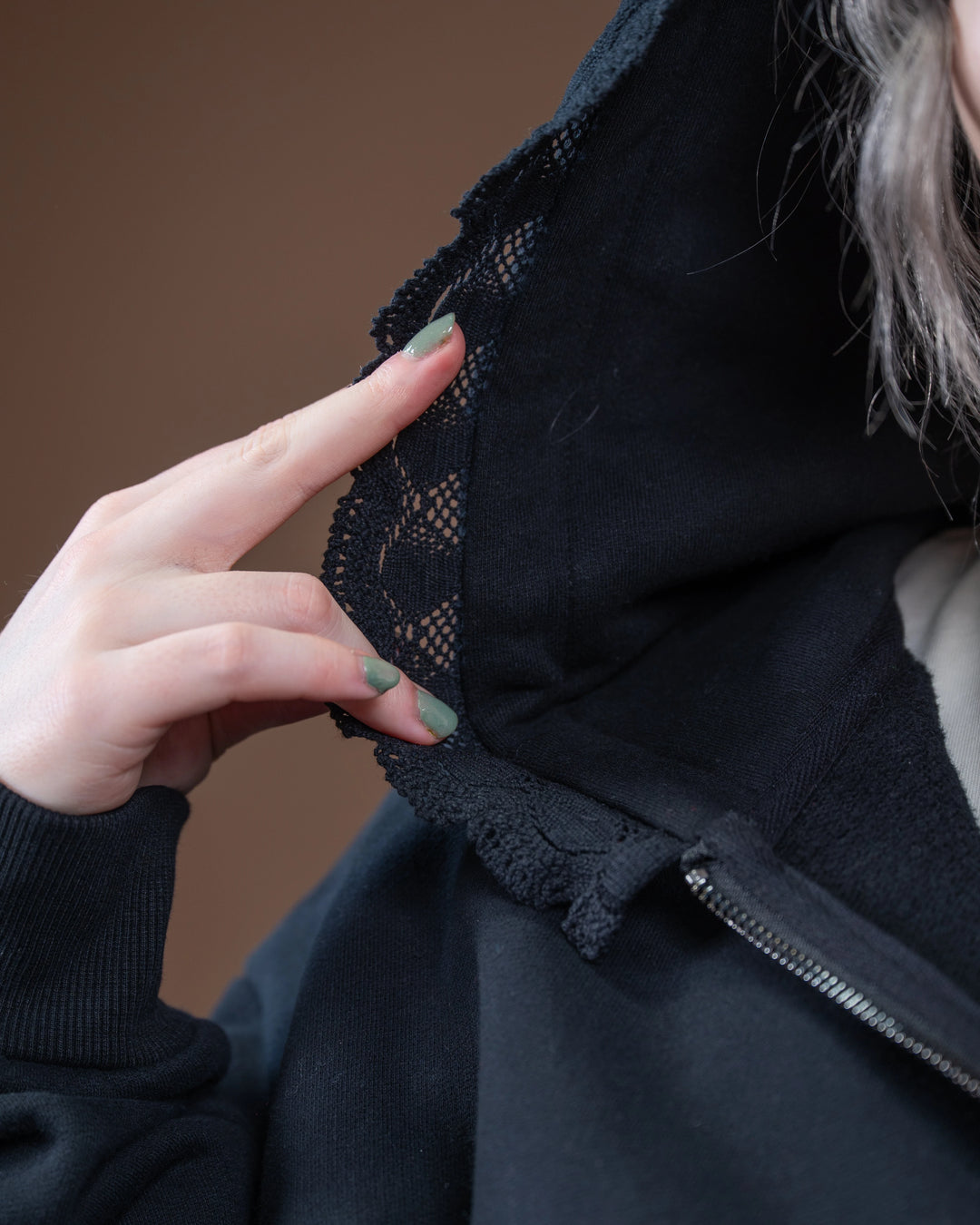Basics Lace Zip Up Hoodie
