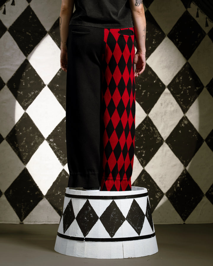 Crimson Harlequin Knit Pants