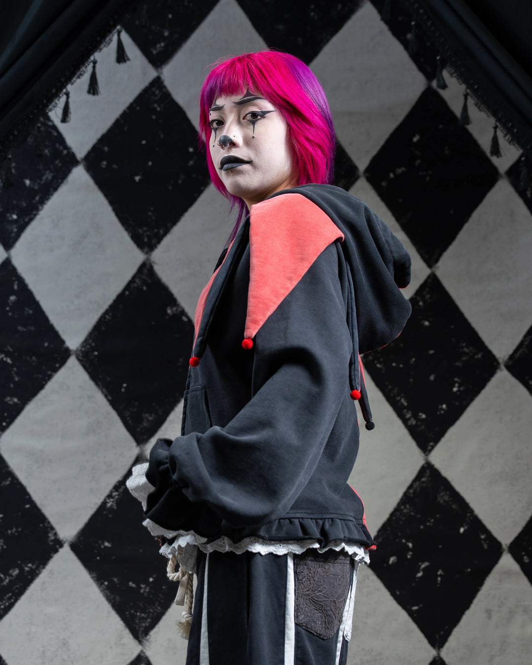 Crimson Jester Collar Hoodie