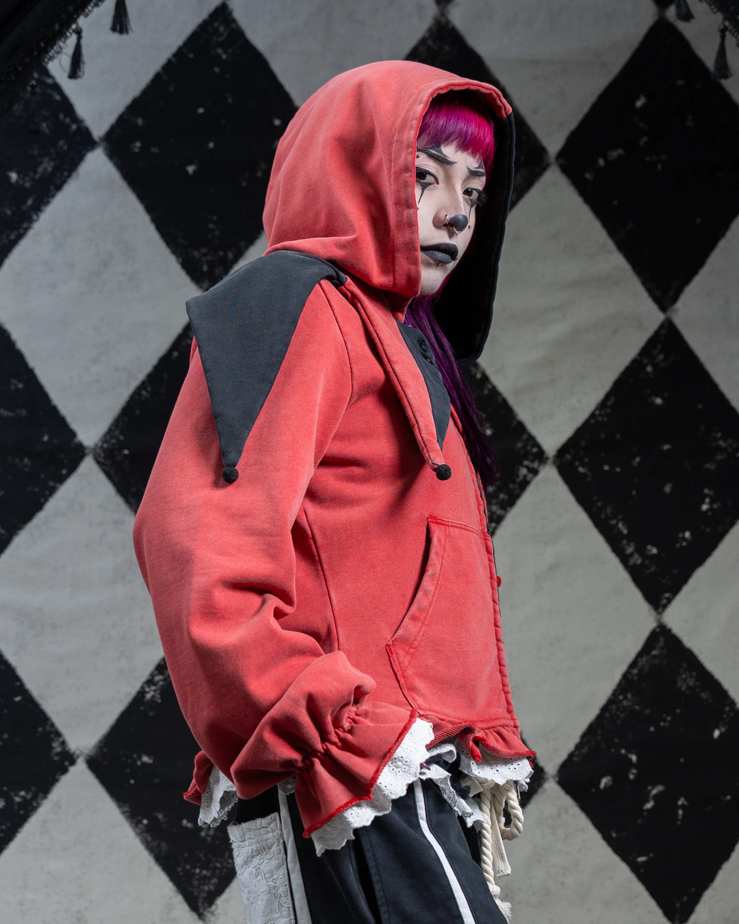 Crimson Jester Collar Hoodie