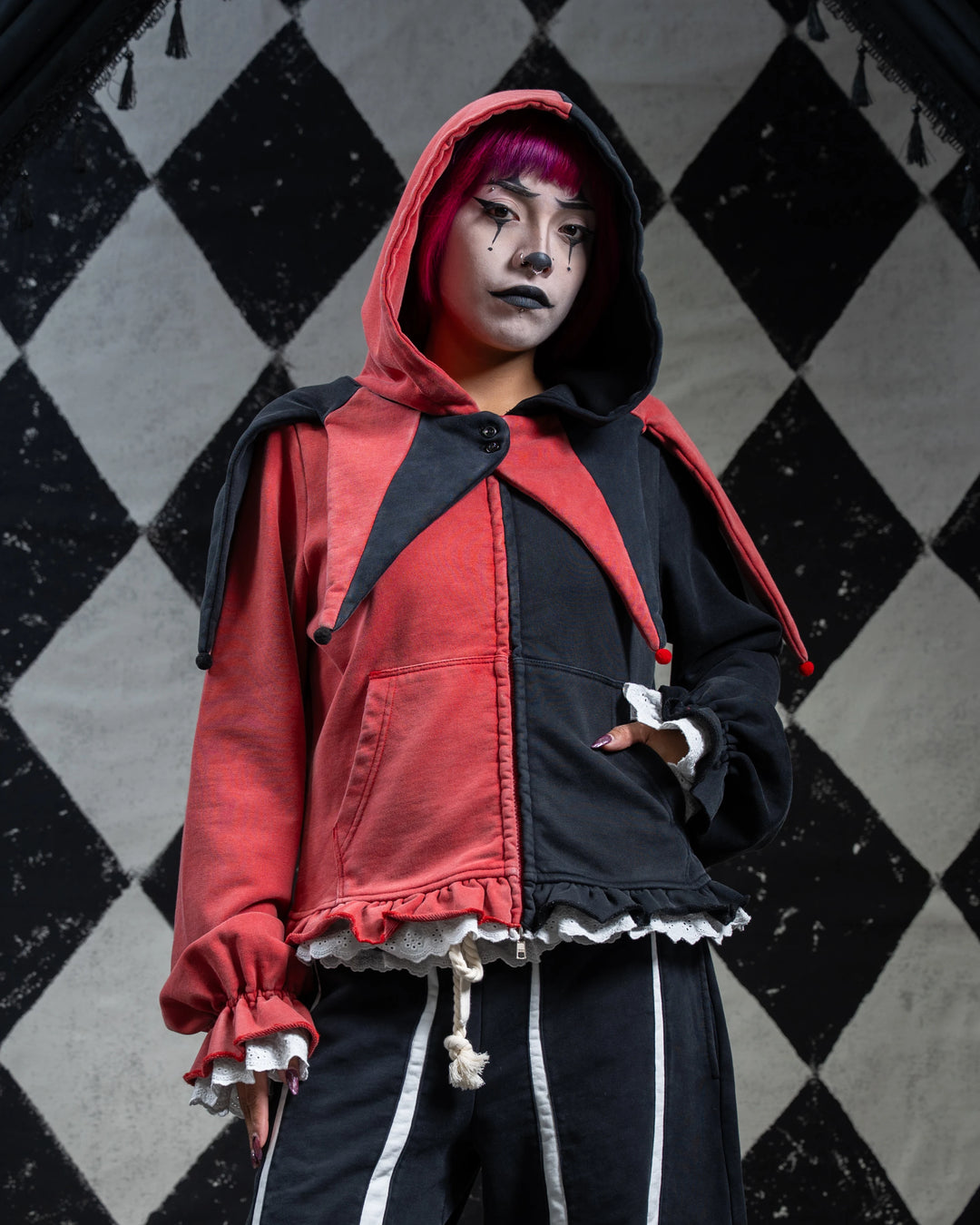Crimson Jester Collar Hoodie