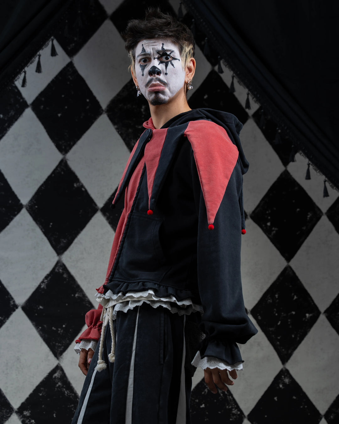 Crimson Jester Collar Hoodie
