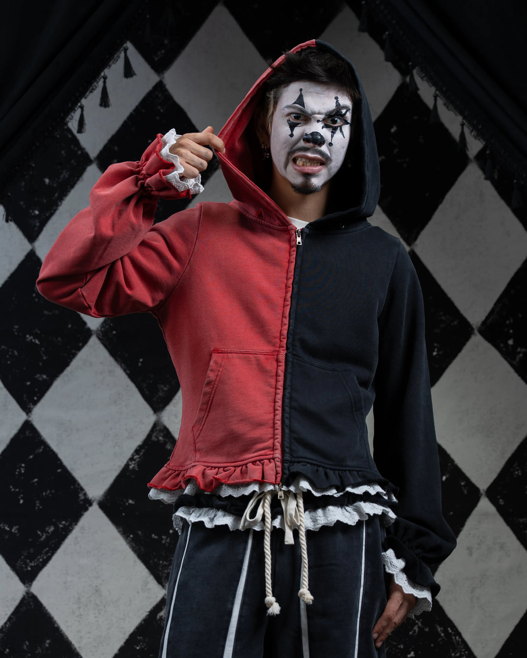 Crimson Jester Collar Hoodie