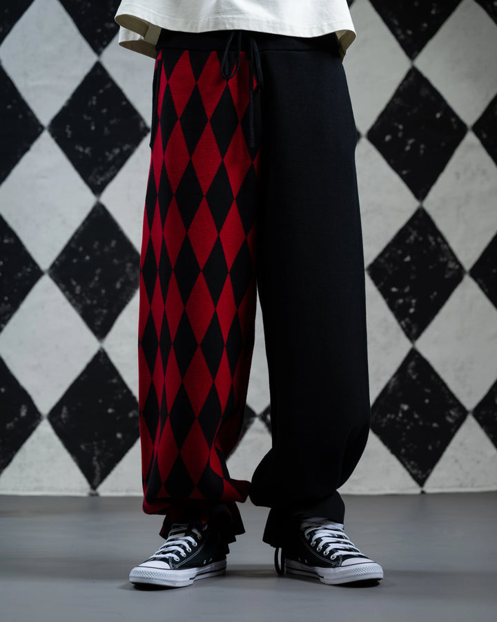 Crimson Harlequin Knit Pants