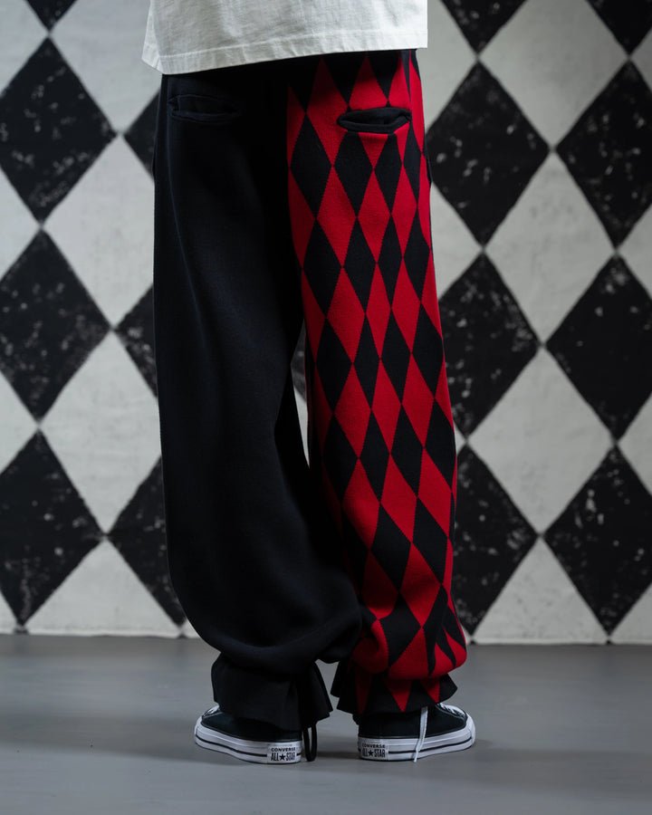Crimson Harlequin Knit Pants