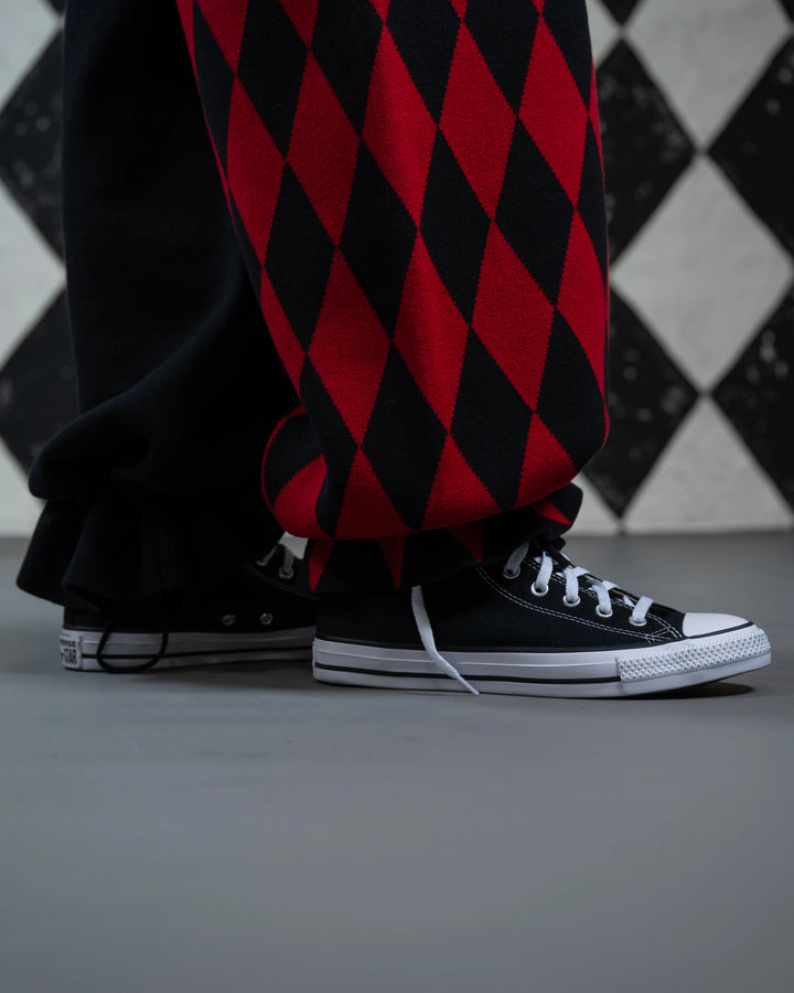 Crimson Harlequin Knit Pants