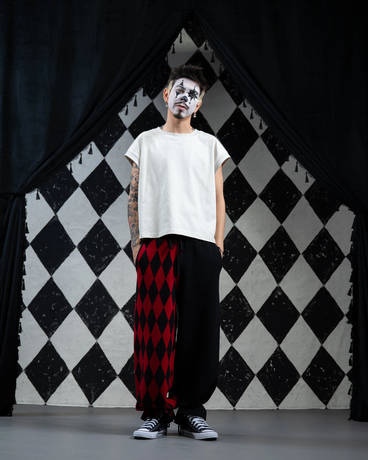 Crimson Harlequin Knit Pants
