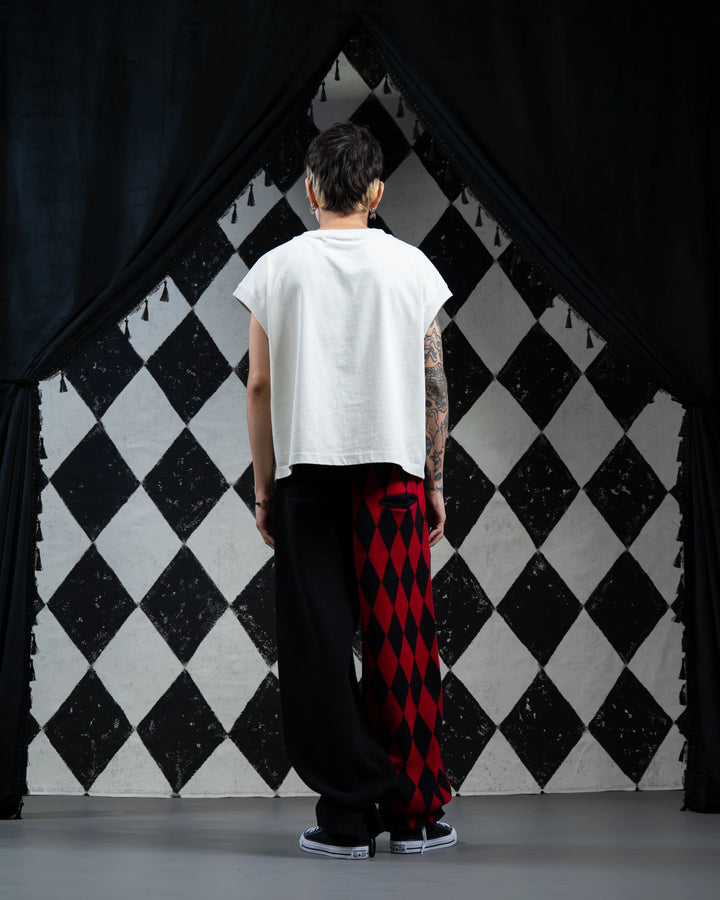 Crimson Harlequin Knit Pants