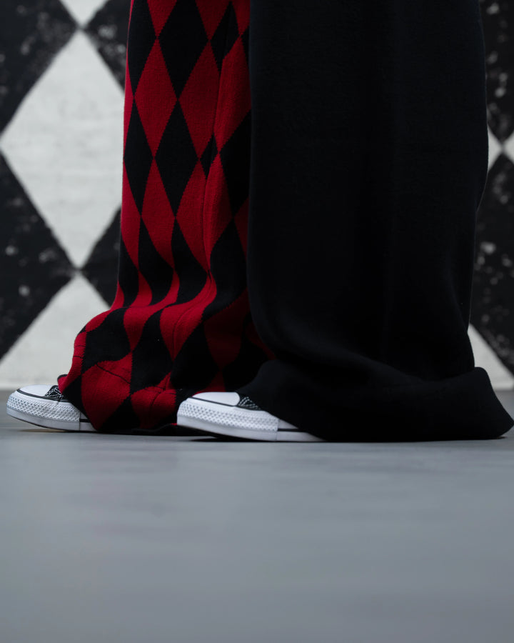 Crimson Harlequin Knit Pants
