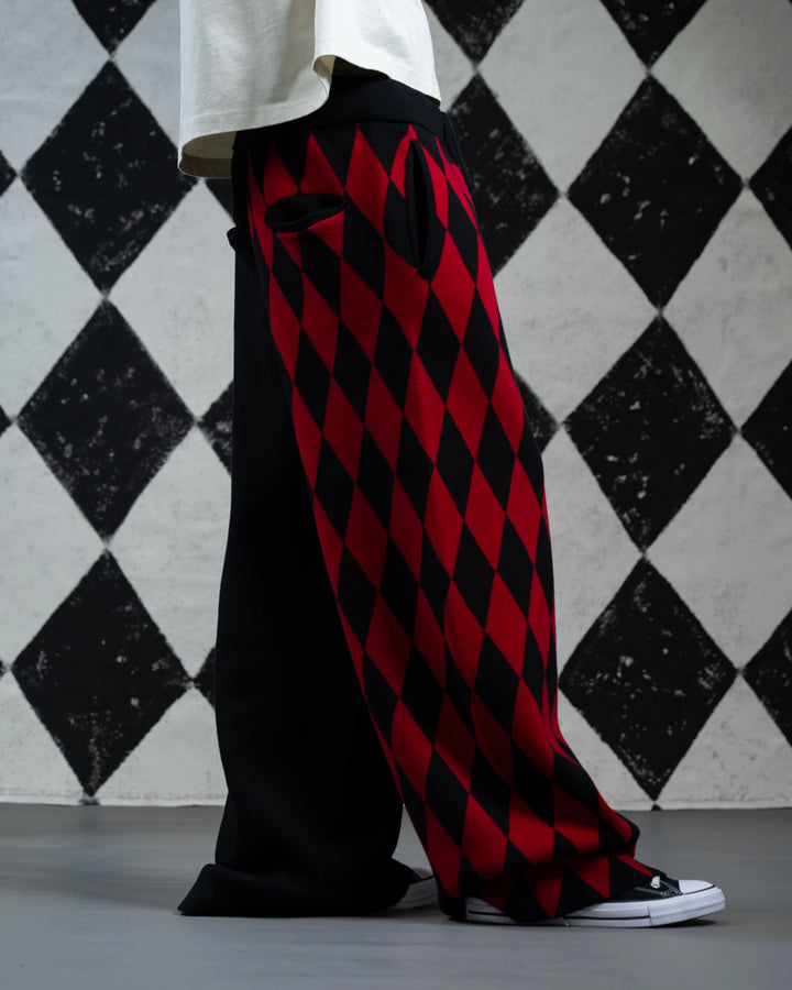 Crimson Harlequin Knit Pants