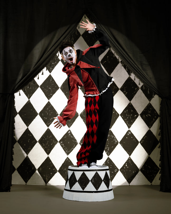 Crimson Harlequin Knit Pants