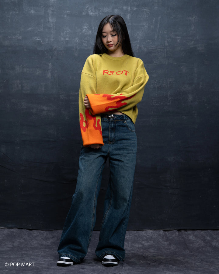 Cropped Flame Sweater