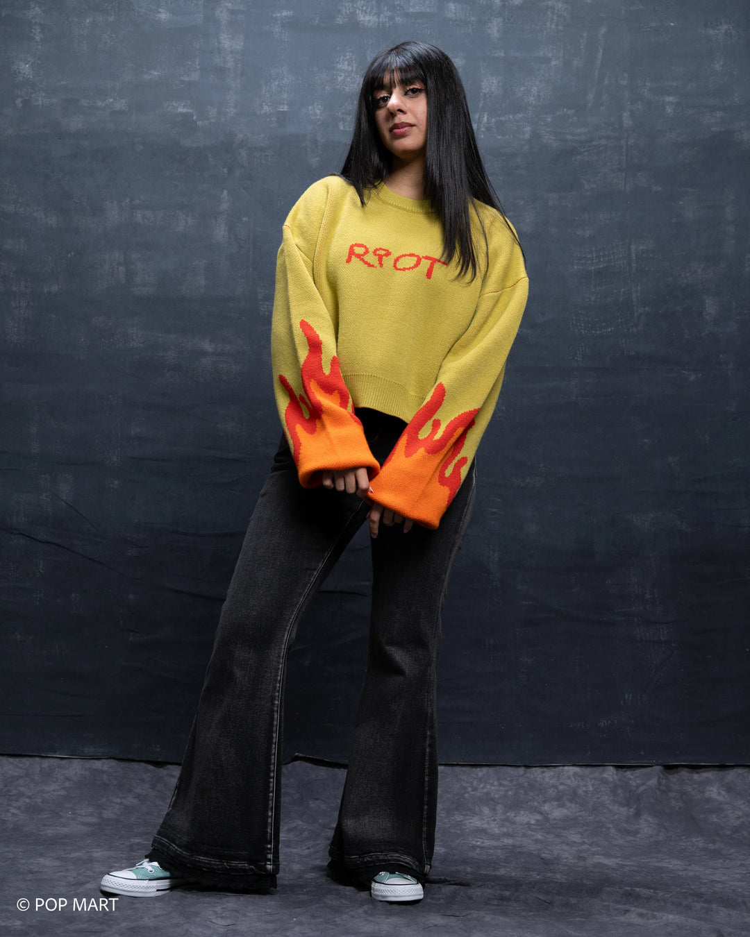 Cropped Flame Sweater