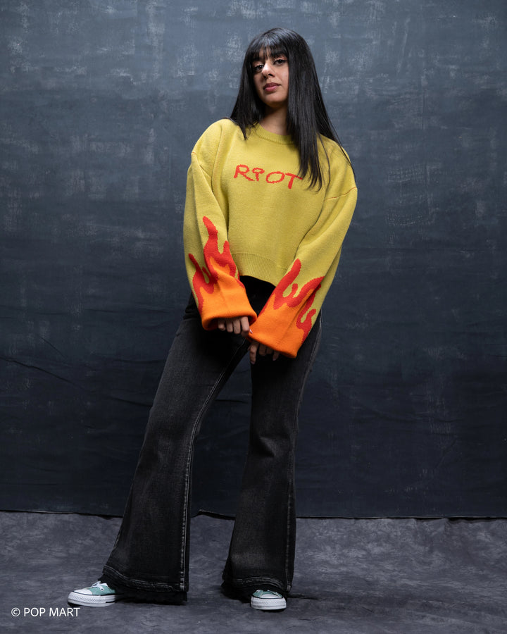 Cropped Flame Sweater