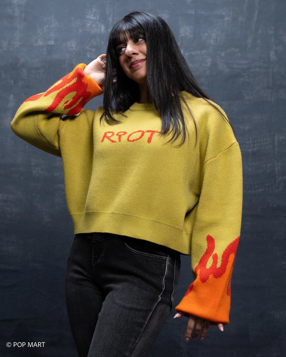 Cropped Flame Sweater