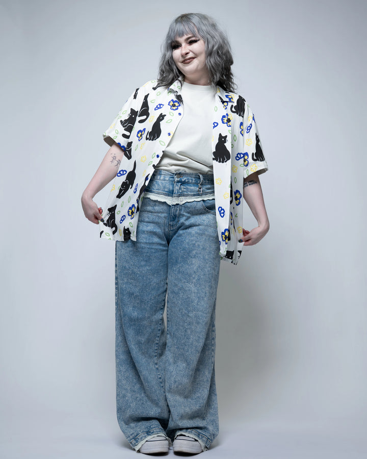 Meowin' Around Button Up