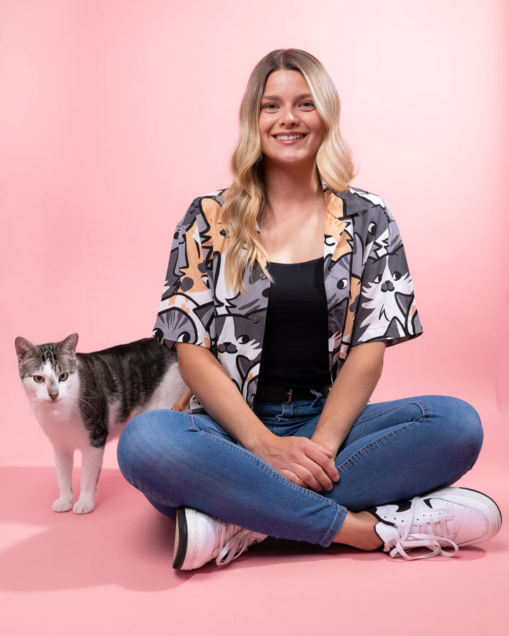Are You Kitten Me Button Up