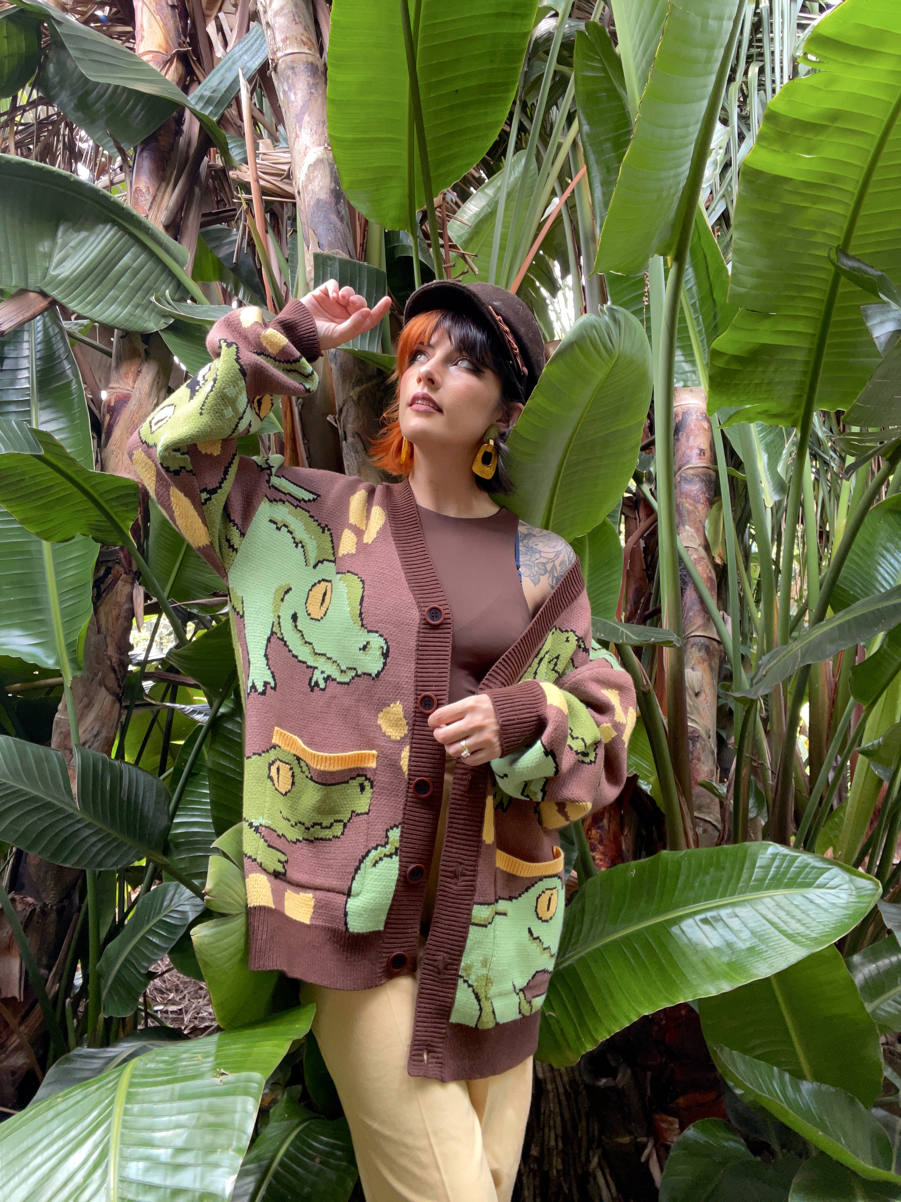 GLAD HAND WEIRDO 刺繍パッチ ベスト カーキ XLサイズ サテン Gator Cardigan – Steady Hands