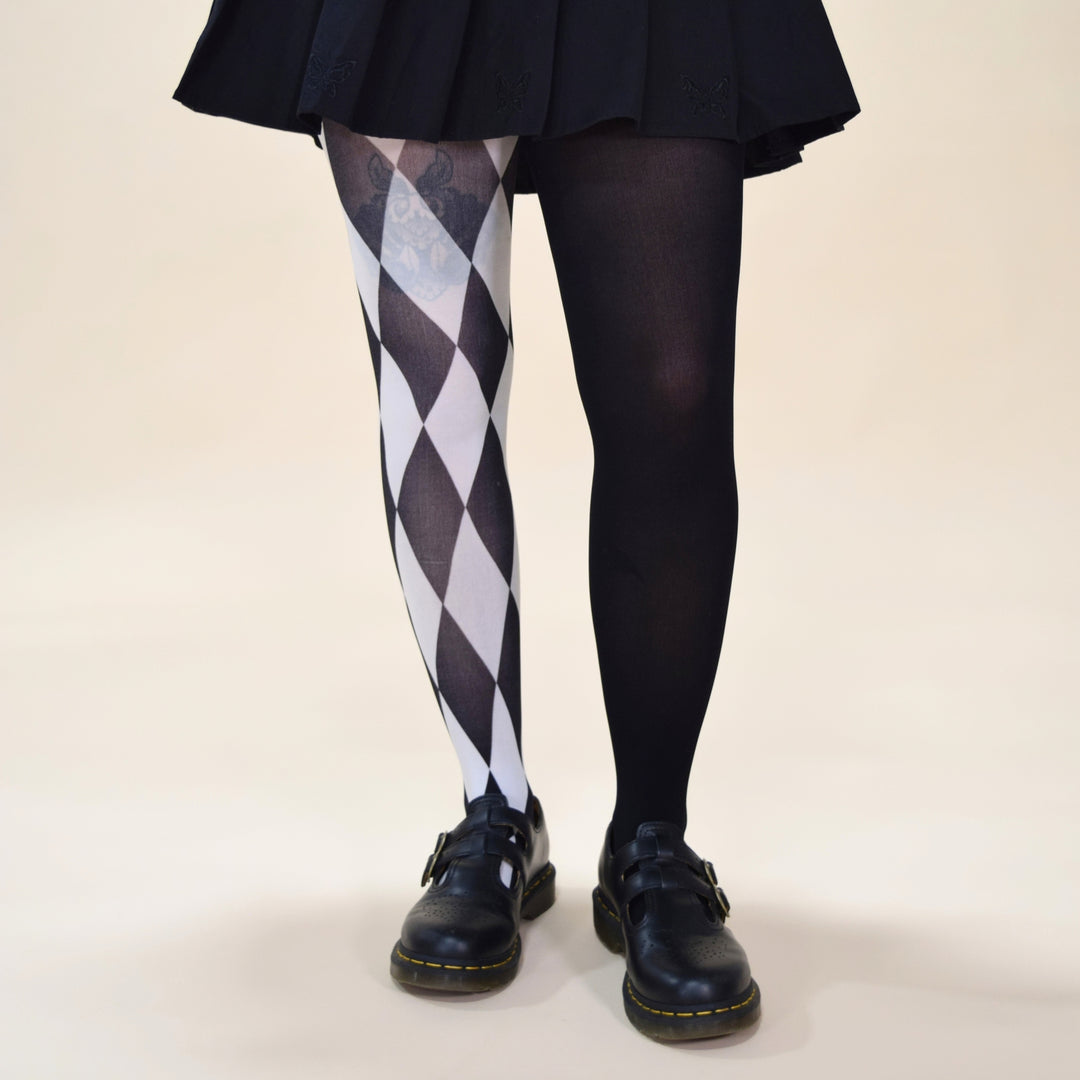 White Harlequin Tights