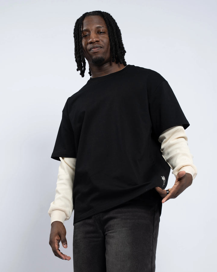 Layered Waffle Knit Long Sleeve