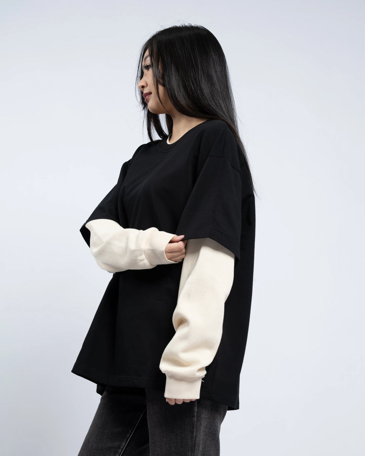 Layered Waffle Knit Long Sleeve