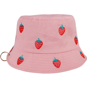 Strawberry Embroidered Bucket Hat