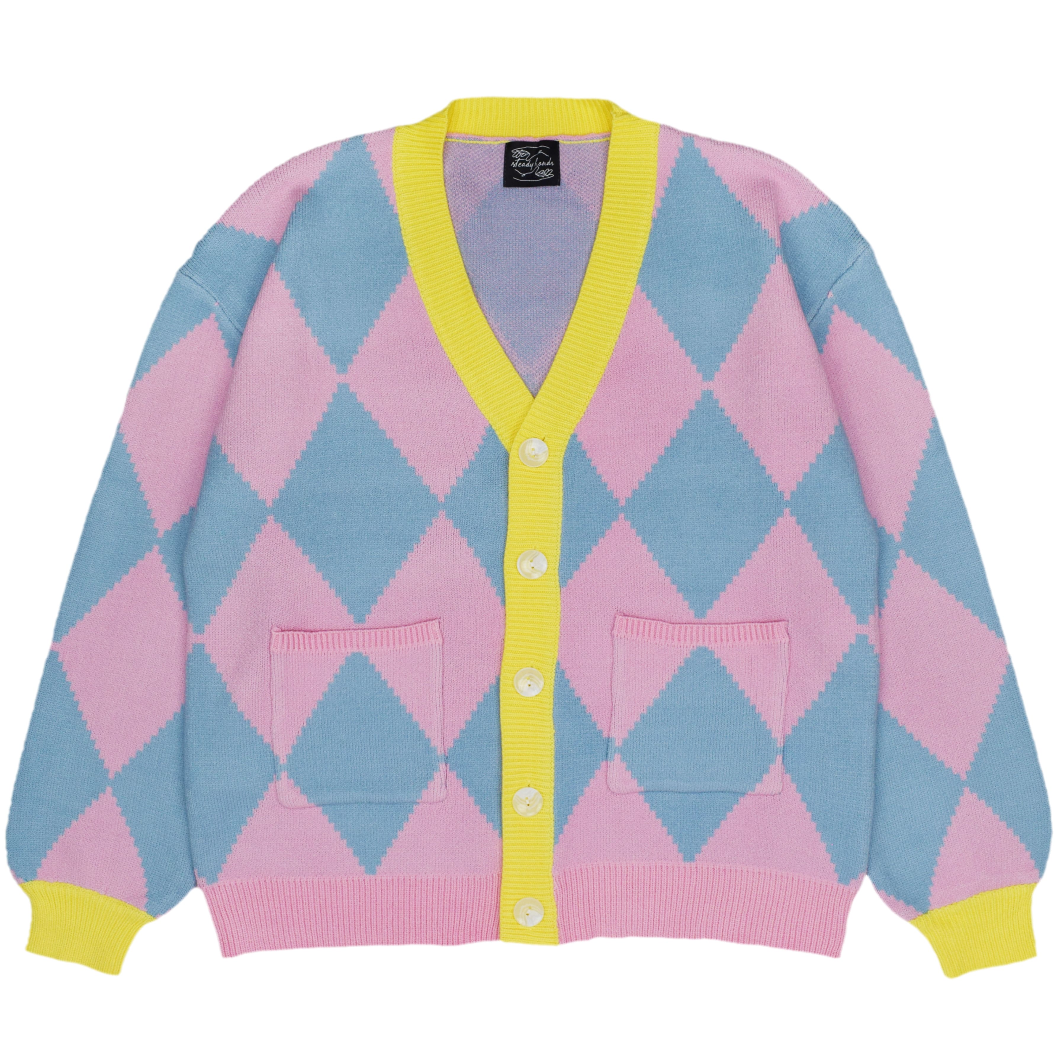 Blue and Pink Argyle Cardigan – Steady Hands